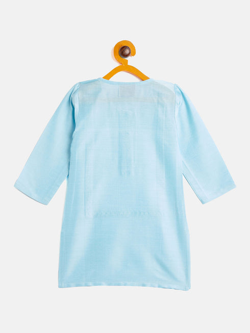 Vastramay SISHU Girls' Aqua Blue Viscose Kurta And Straight Pant Set